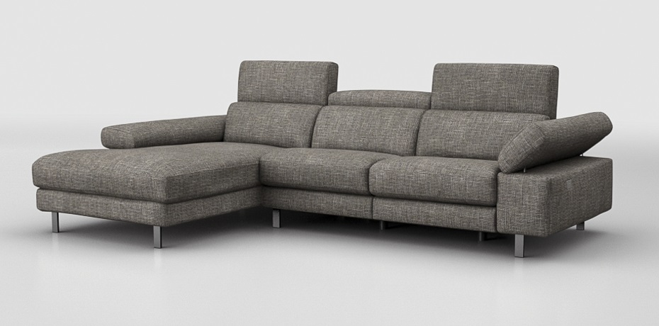 Alfonsine - large corner sofa with 1 electric recliner - left peninsula